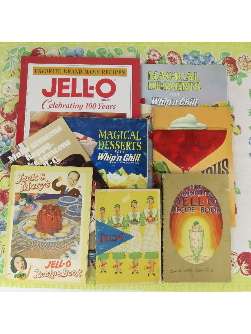 Lot of 8 Vintage Jell-o Whip'n Chill Cook Books Dessert Salad Booklets 1929-1997